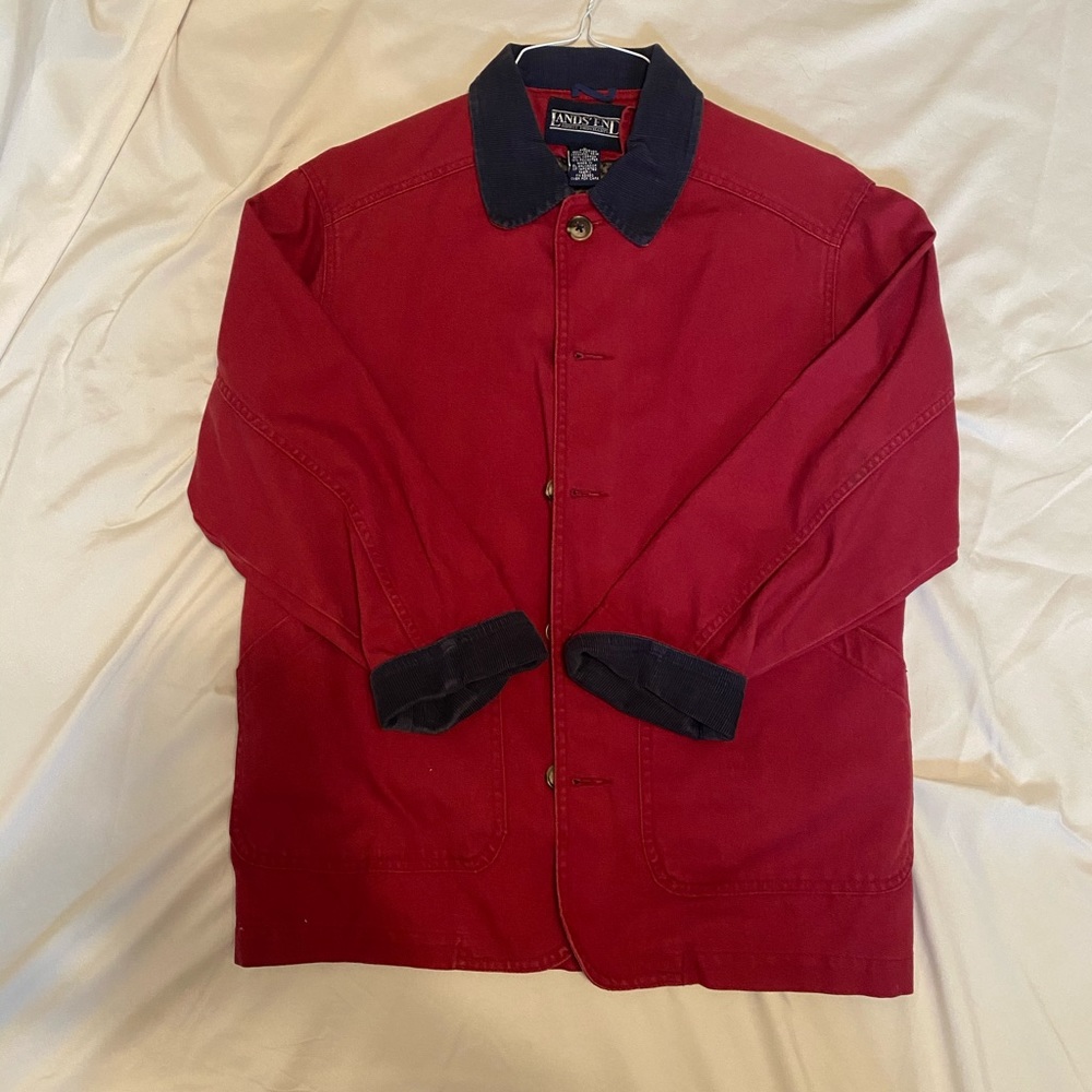 Red denim jacket